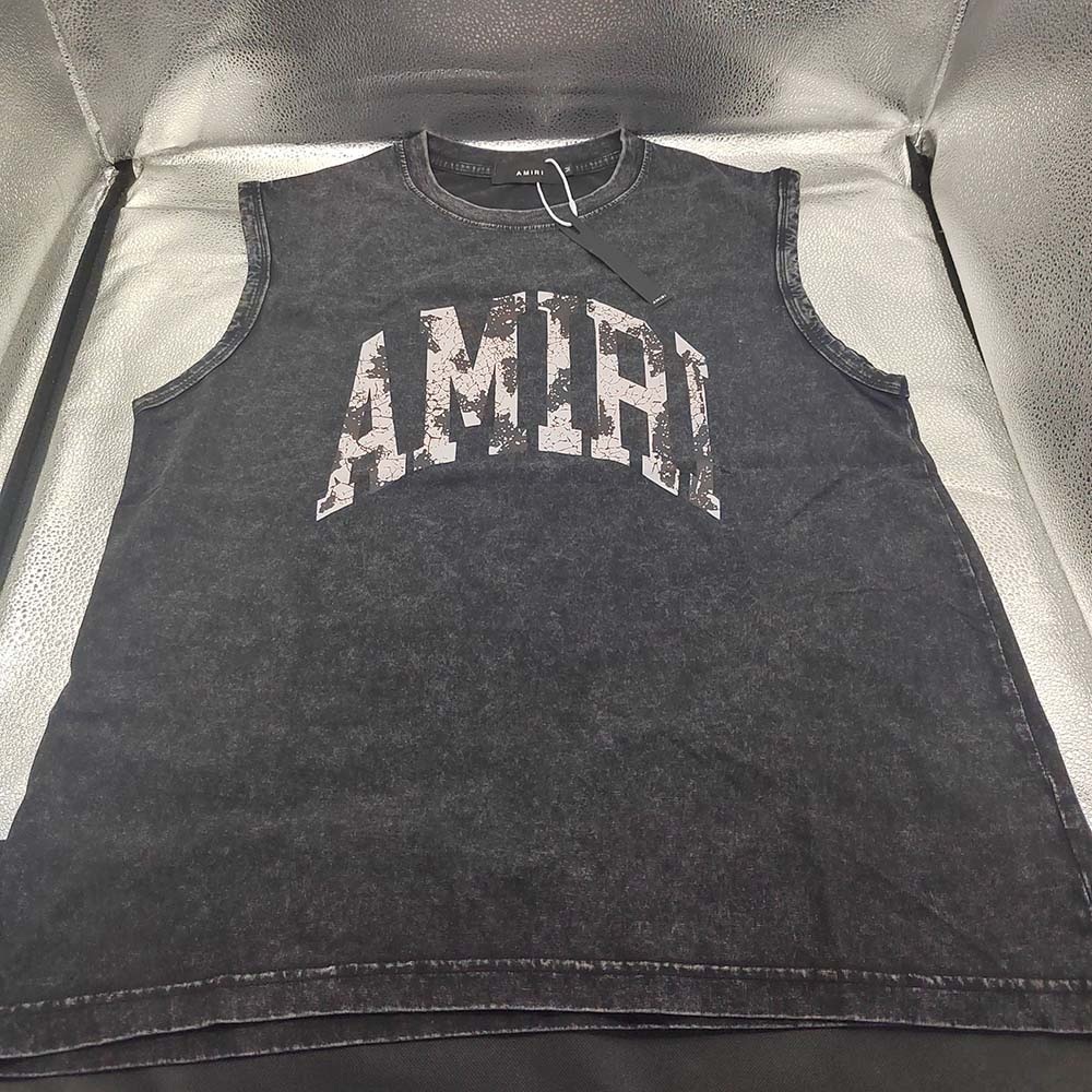 Amiri Lettering Sleeveless Black T-Shirt